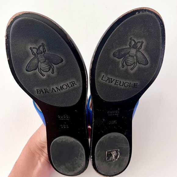 GUCCI | Marmont Double G Logo Blue Leather
Sandals Thong Slides EU 38.5 US 8.5 - Picture 10 of 11